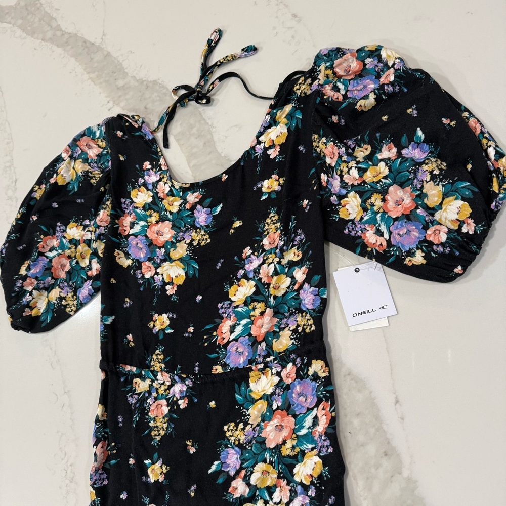 O’Neill NWT Alta Midi Floral Open Back Dress Women’s Small Black/Multi Romantic - Picture 7 of 14